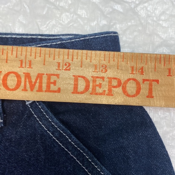 Cotton:On Womens 4 Blue White Stitch Carpenter Jean High Rise Straight Leg Loop - Picture 8 of 12